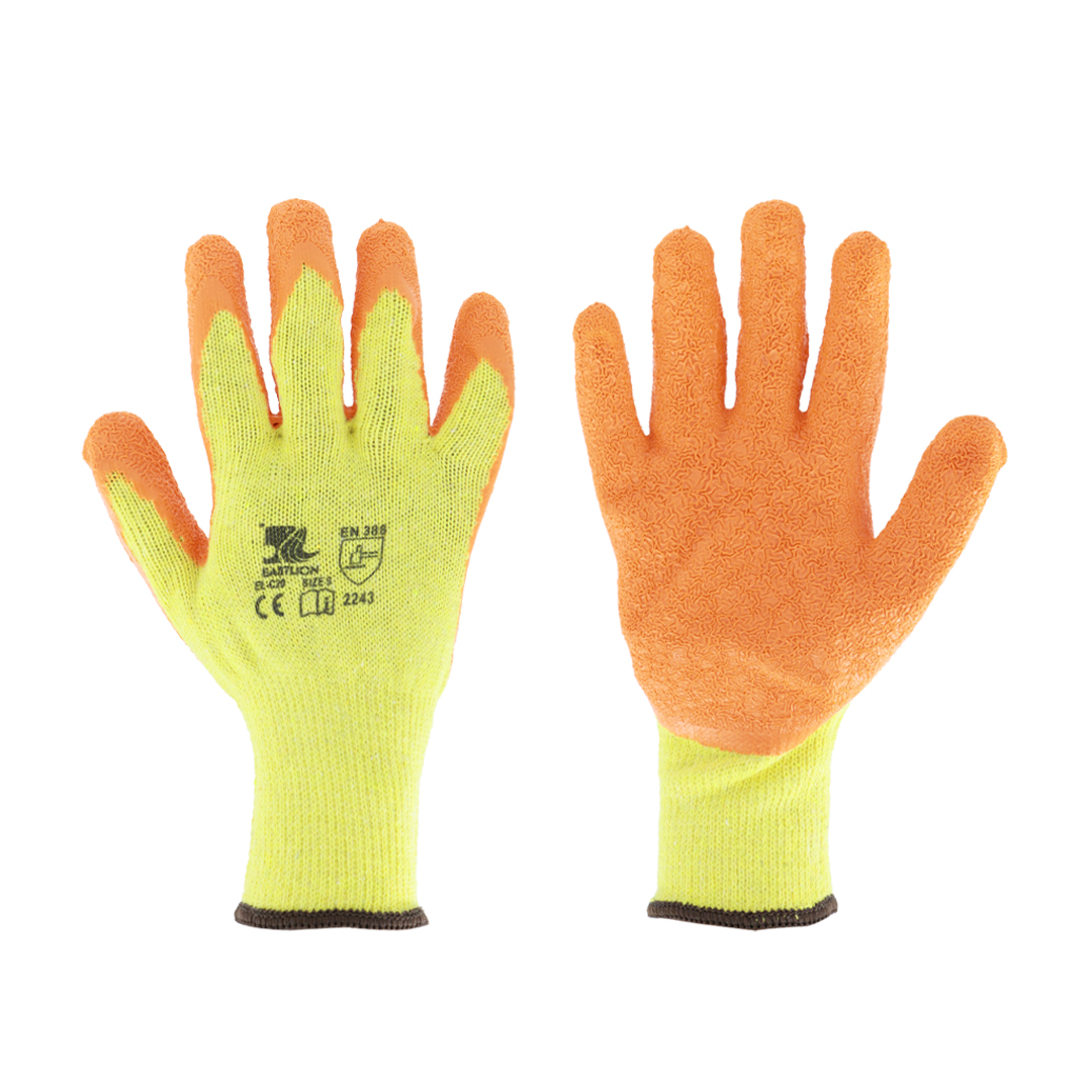 Gloves yellow poly cotton Latex C20